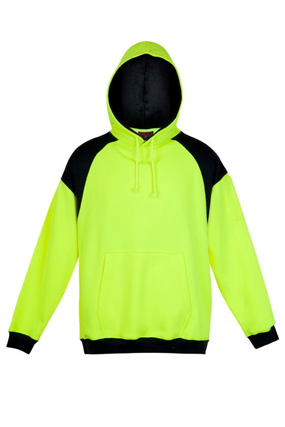 Men Shoulder Contrast Panel Hoodie - WORKWEAR - Yellow/Navy - Front