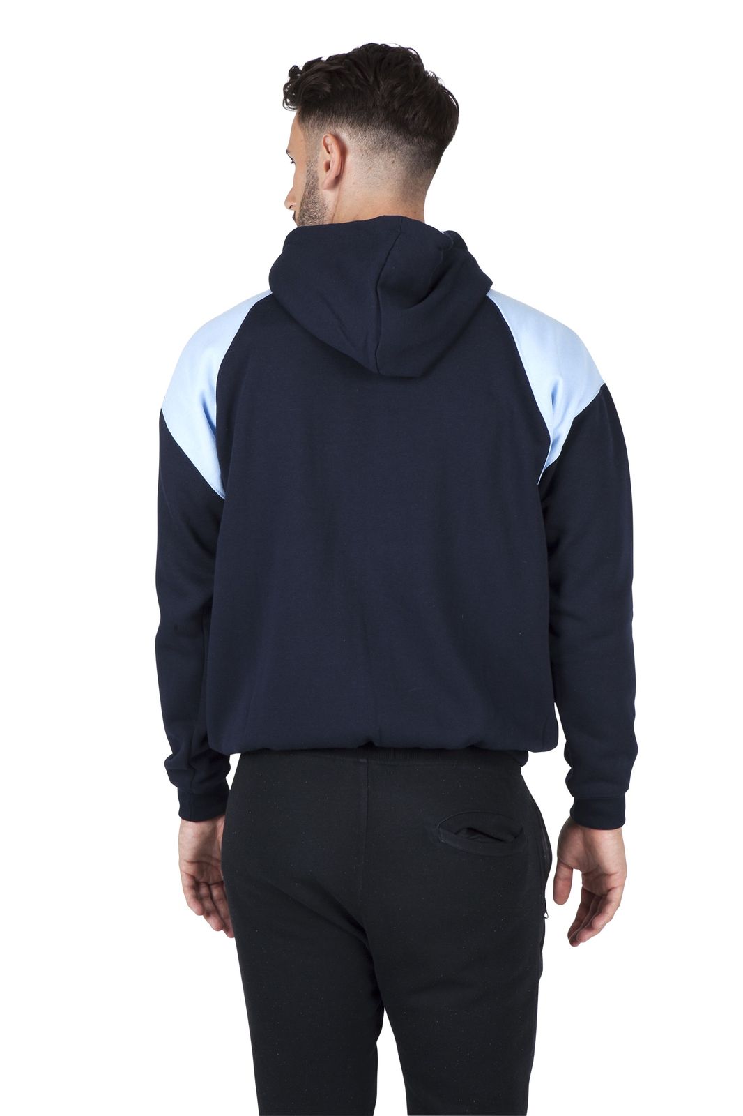 Mens Shoulder Contrast Zip Hoodie - view