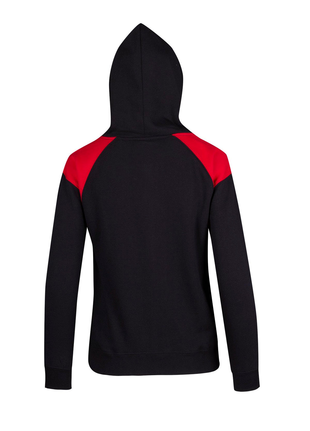 Womens/Juniors  Shoulder Contrast Panel Hoodie - Black/Red - Back
