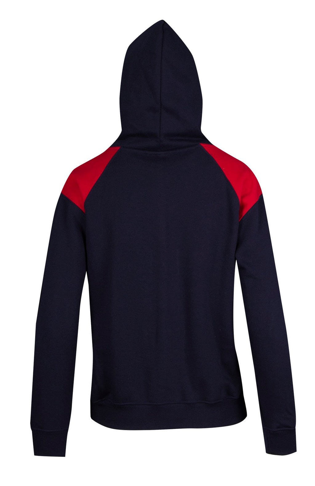 Womens/Juniors  Shoulder Contrast Panel Hoodie - Navy/Red - Back