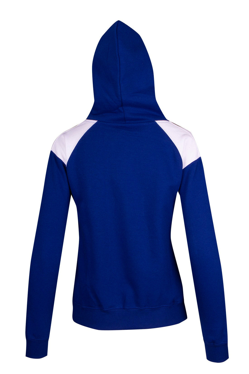 Womens/Juniors  Shoulder Contrast Panel Hoodie - Royal/White - Back
