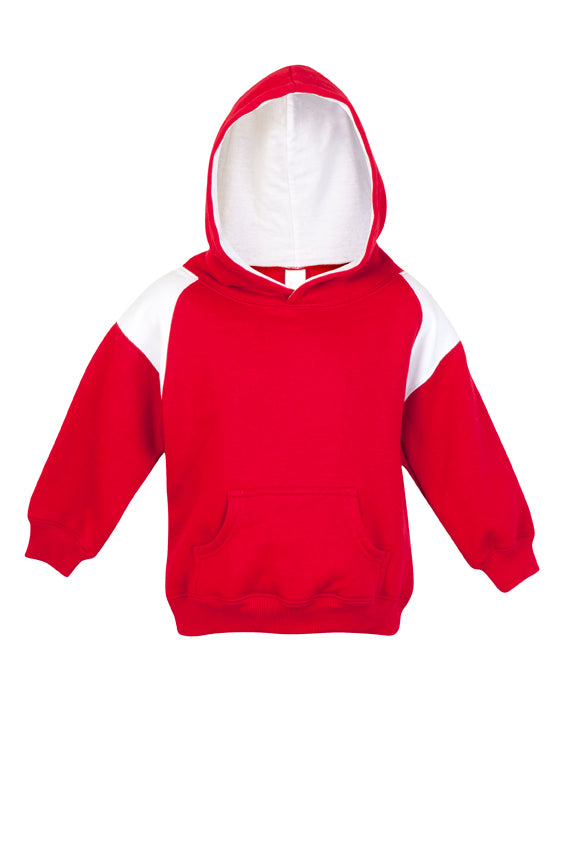 Kids Shoulder  Contrast Panel Hoodies - Red/White - Front