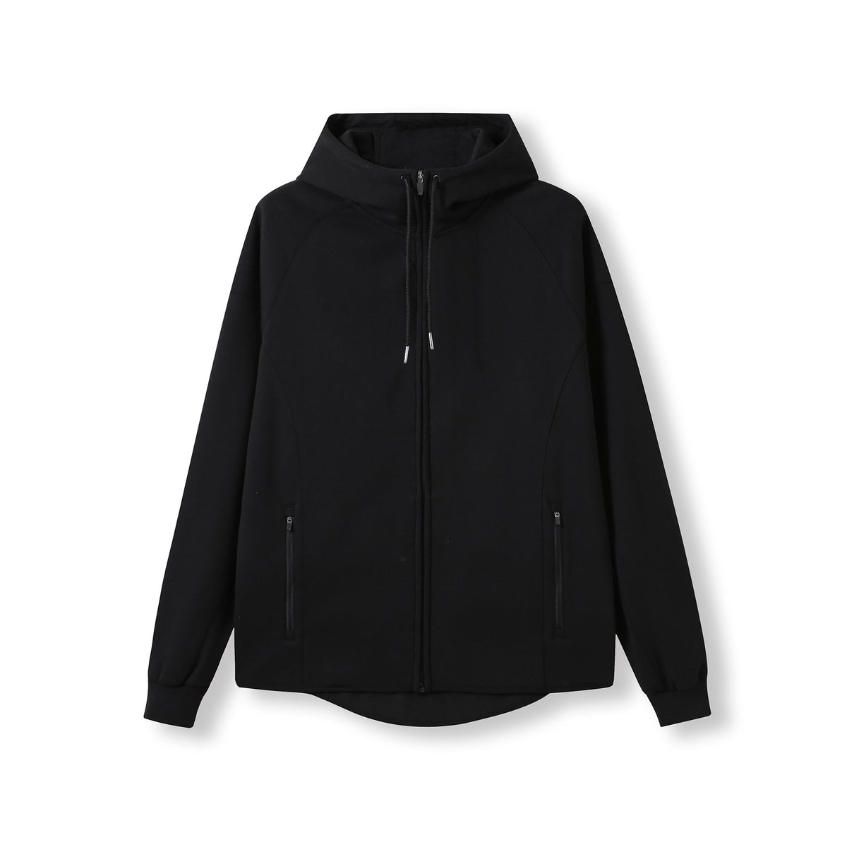 Mens 320gsm Soft cotton/bonded polar fleece Hoodie - Black - Front