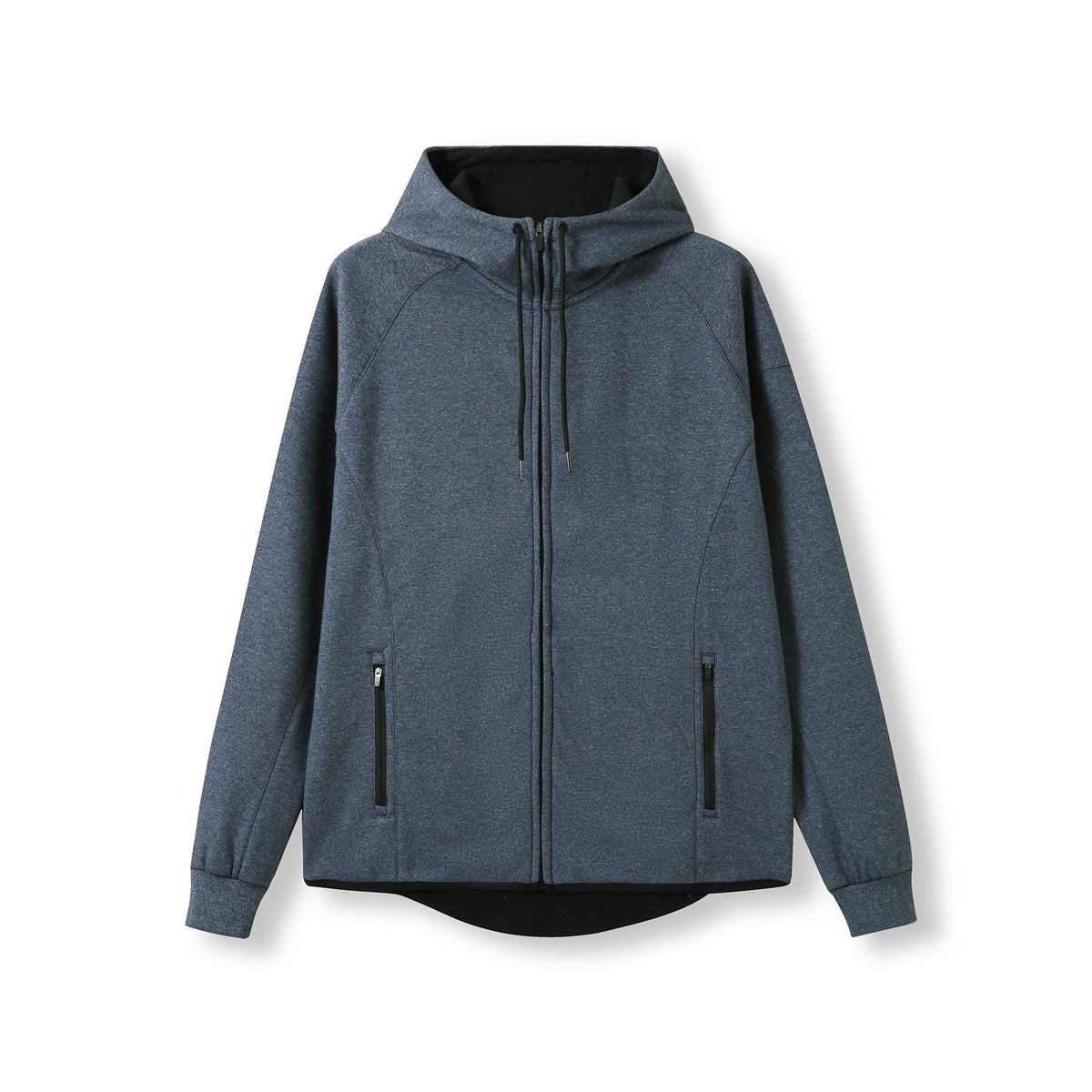 Mens 320gsm Soft cotton/bonded polar fleece Hoodie - Navy Heather - Front