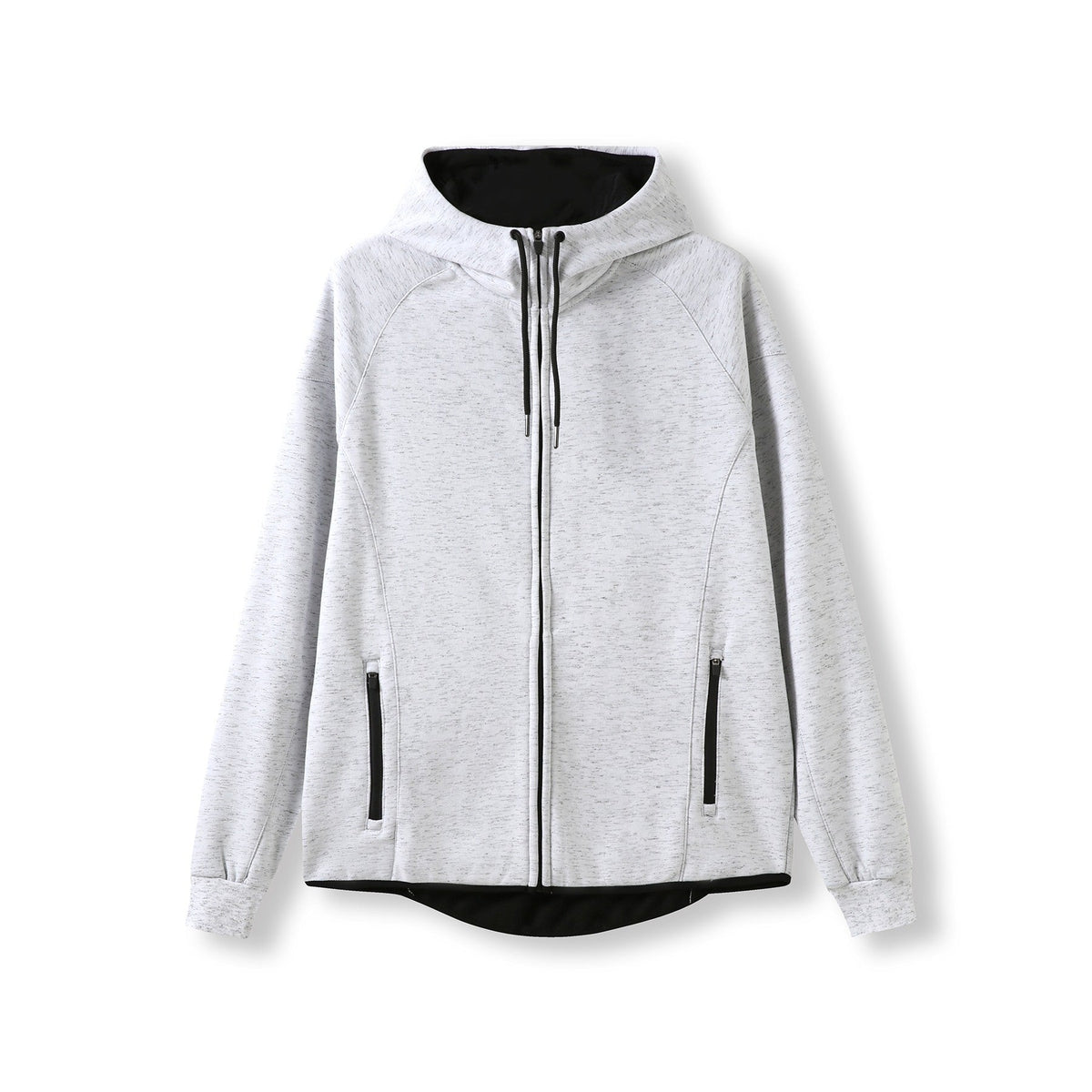 Mens 320gsm Soft cotton/bonded polar fleece Hoodie - White Marl - Front