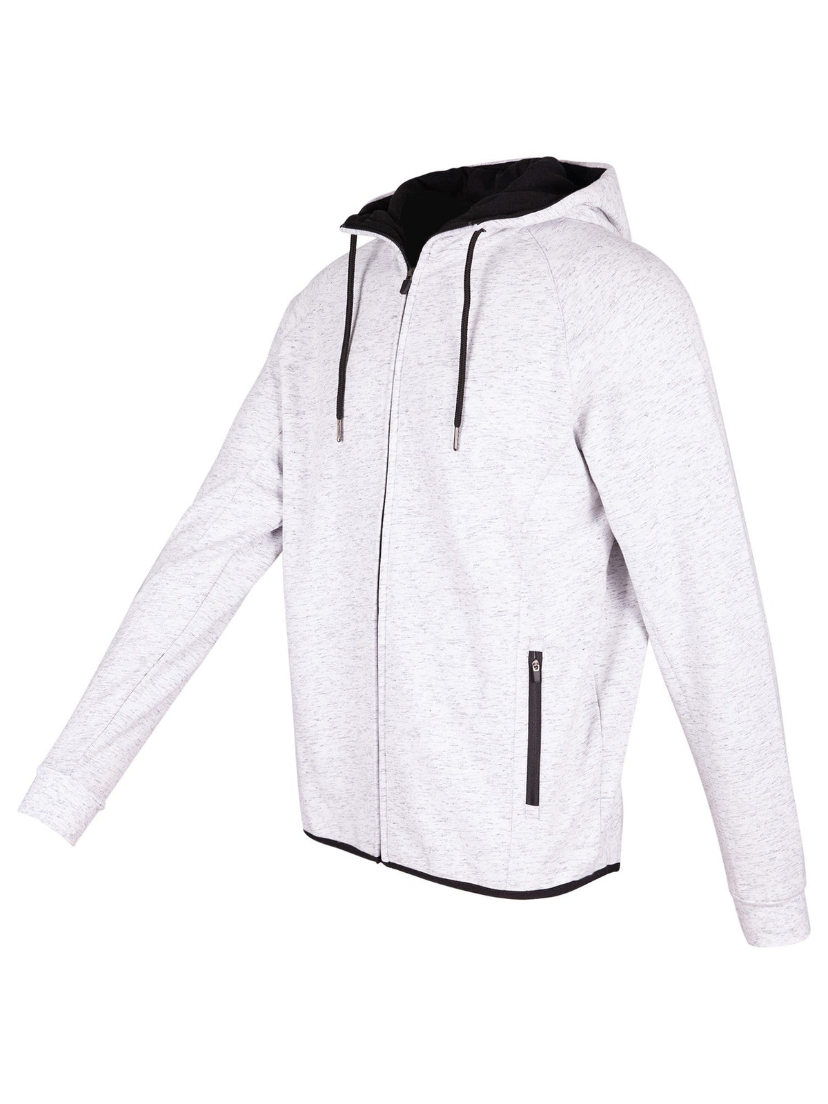 Mens 320gsm Soft cotton/bonded polar fleece Hoodie - White Marl - Side