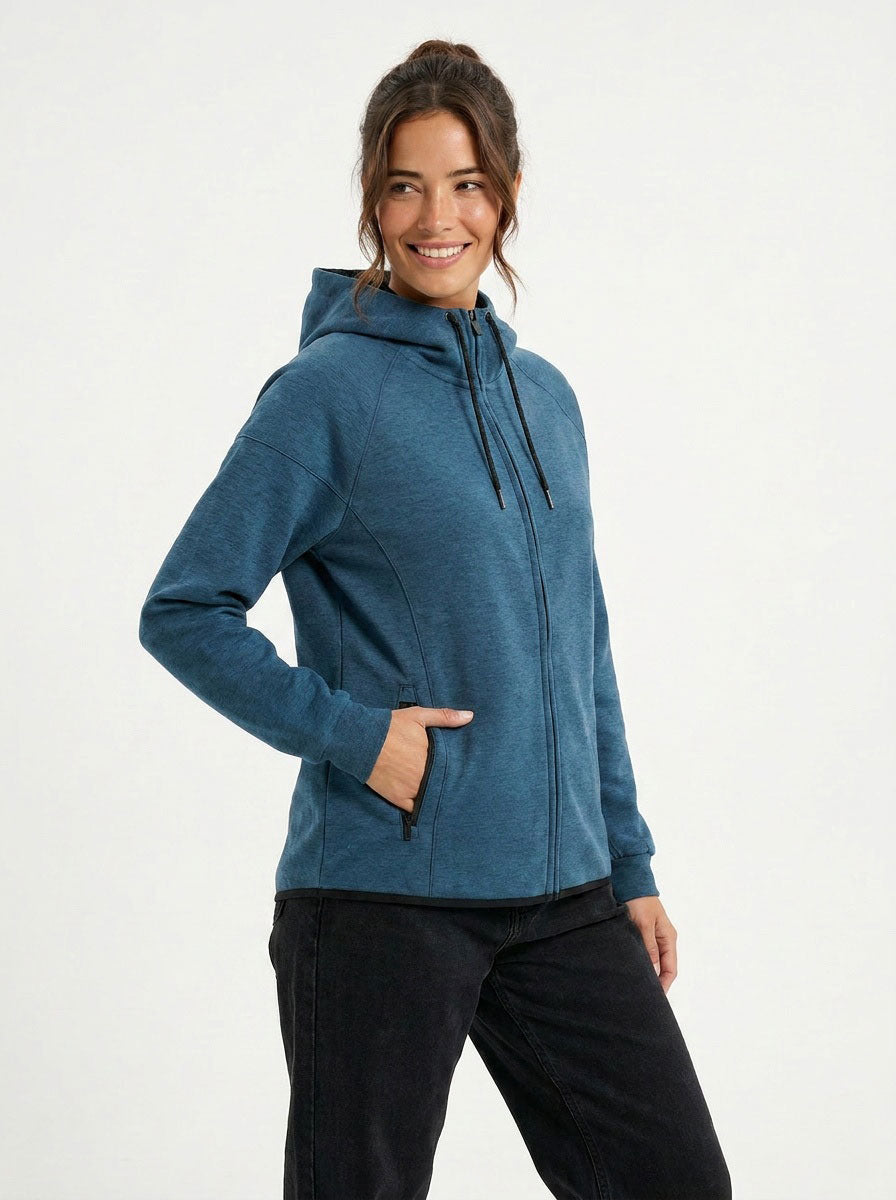 Womens/junior 320gsm Soft cotton/bonded polar fleece Hoodie - view