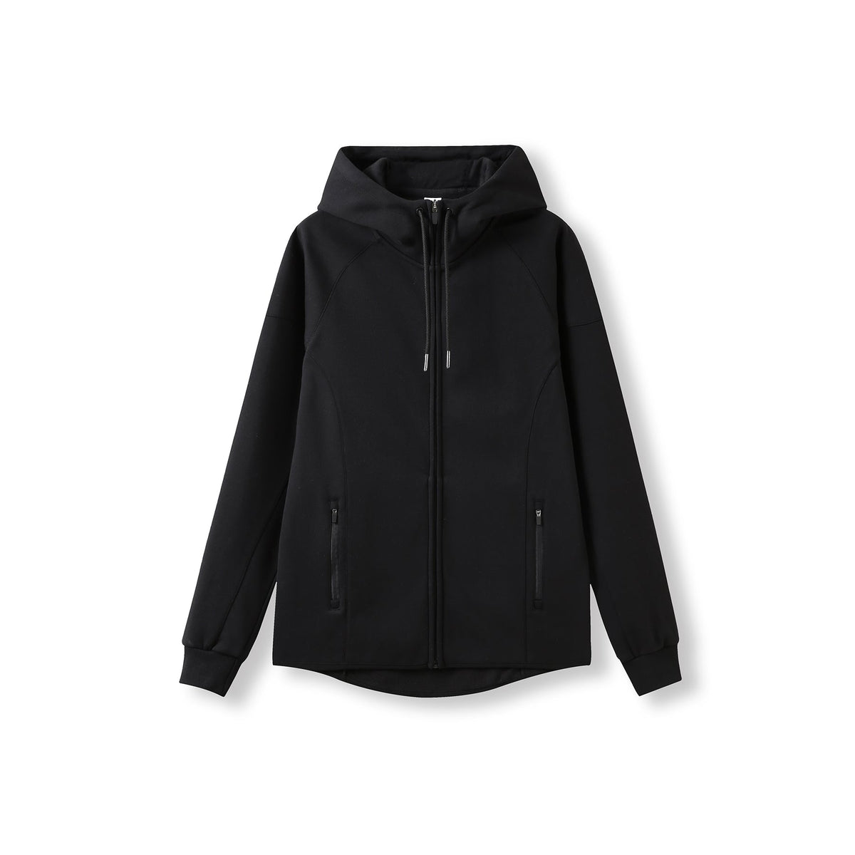 Womens/junior 320gsm Soft cotton/bonded polar fleece Hoodie - Black - Front