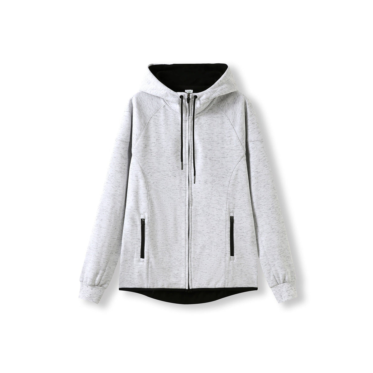 Womens/junior 320gsm Soft cotton/bonded polar fleece Hoodie - White Marl - Front