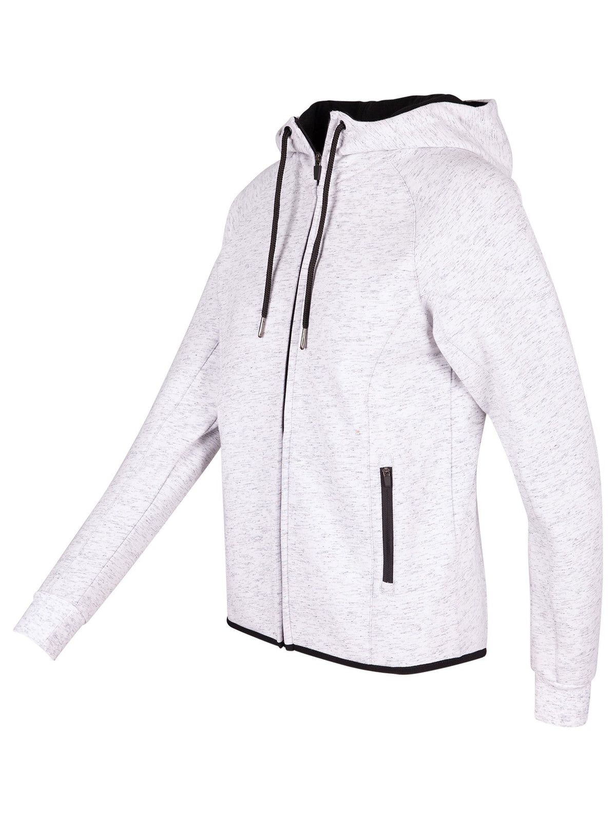 Womens/junior 320gsm Soft cotton/bonded polar fleece Hoodie - White Marl - Side