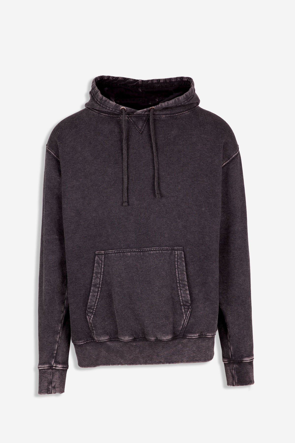 Men's Stone Wash Fleece Hoodie - Black - Front