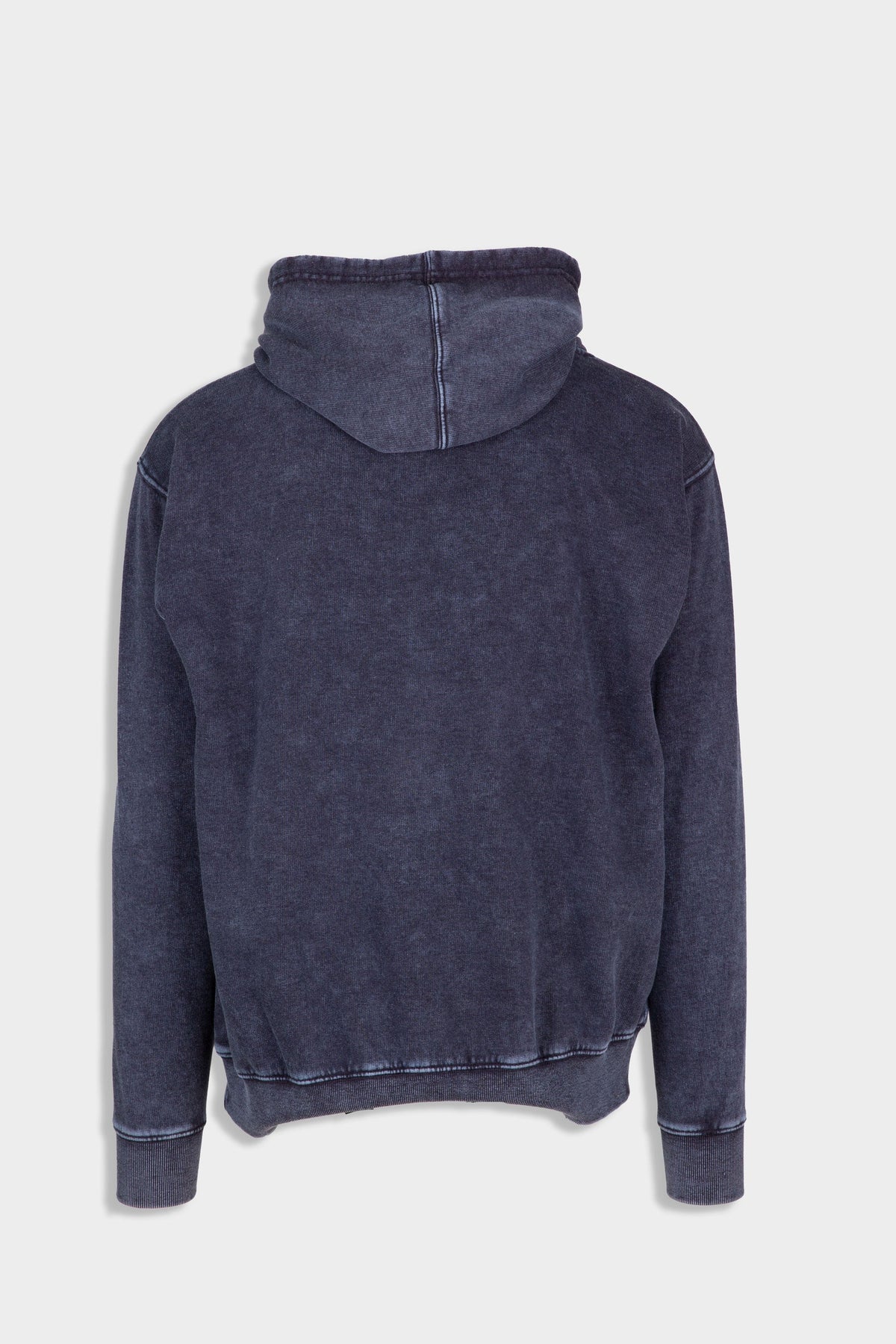 Men's Stone Wash Fleece Hoodie - Navy Blue - Back