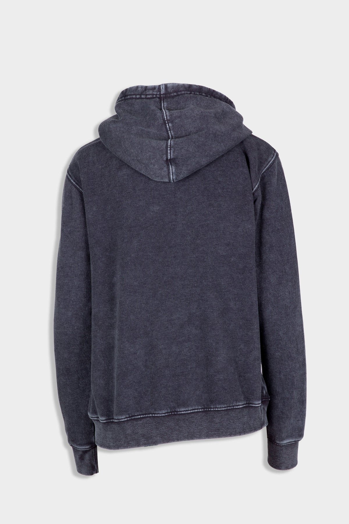 Womens'/Junior's  Stone Wash Fleece Hoodie - Navy Blue - Back