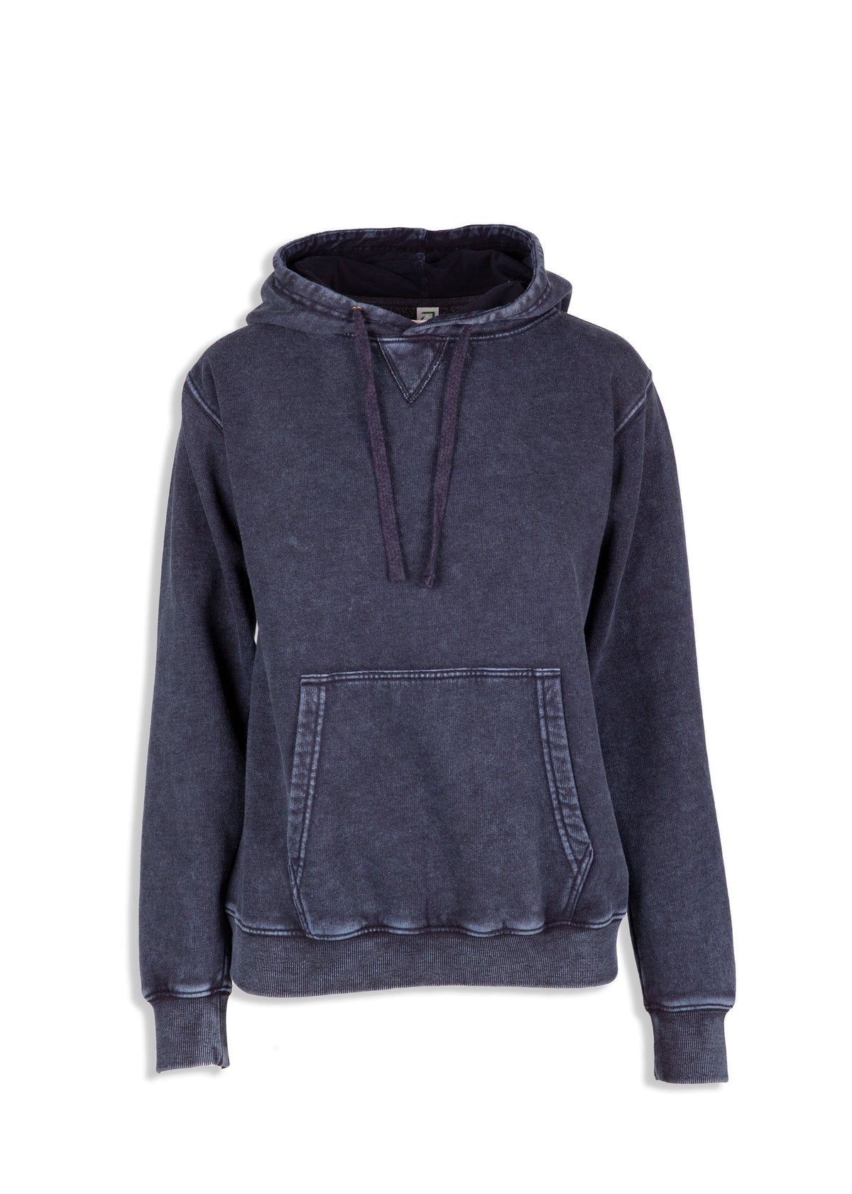 Womens'/Junior's  Stone Wash Fleece Hoodie - Navy Blue - Front