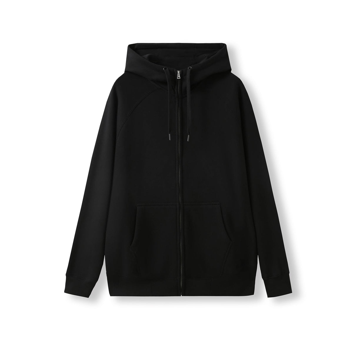 Mens' Cotton Care Kangaroo Pocket Zipper Hoodie - Black - Front