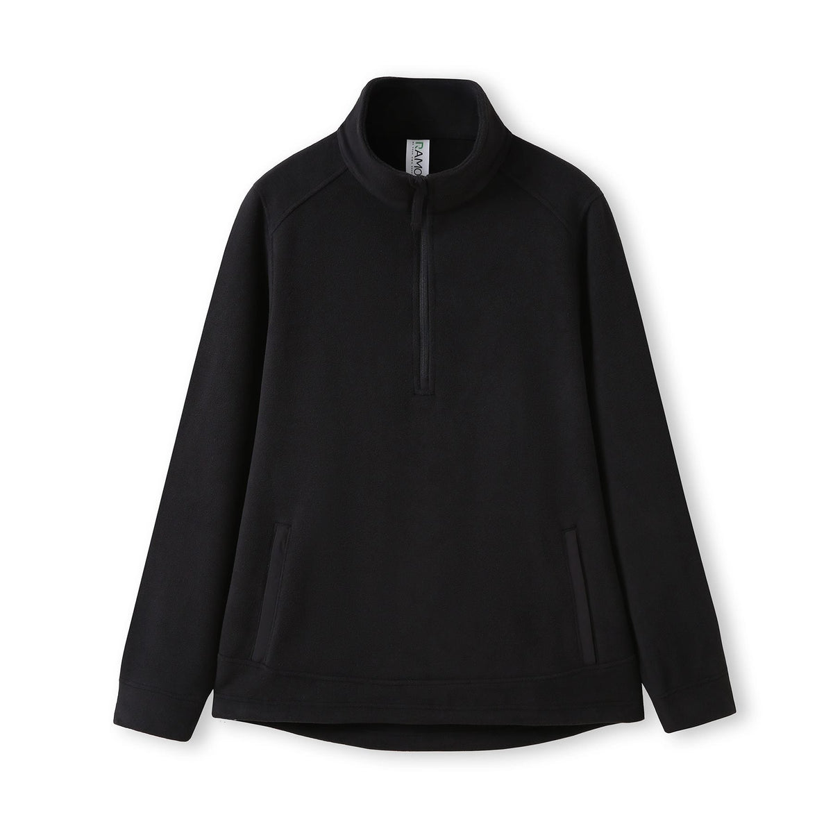 320gsm Men's / Unisex  Polar Fleece Half Zip Top - Black - Front