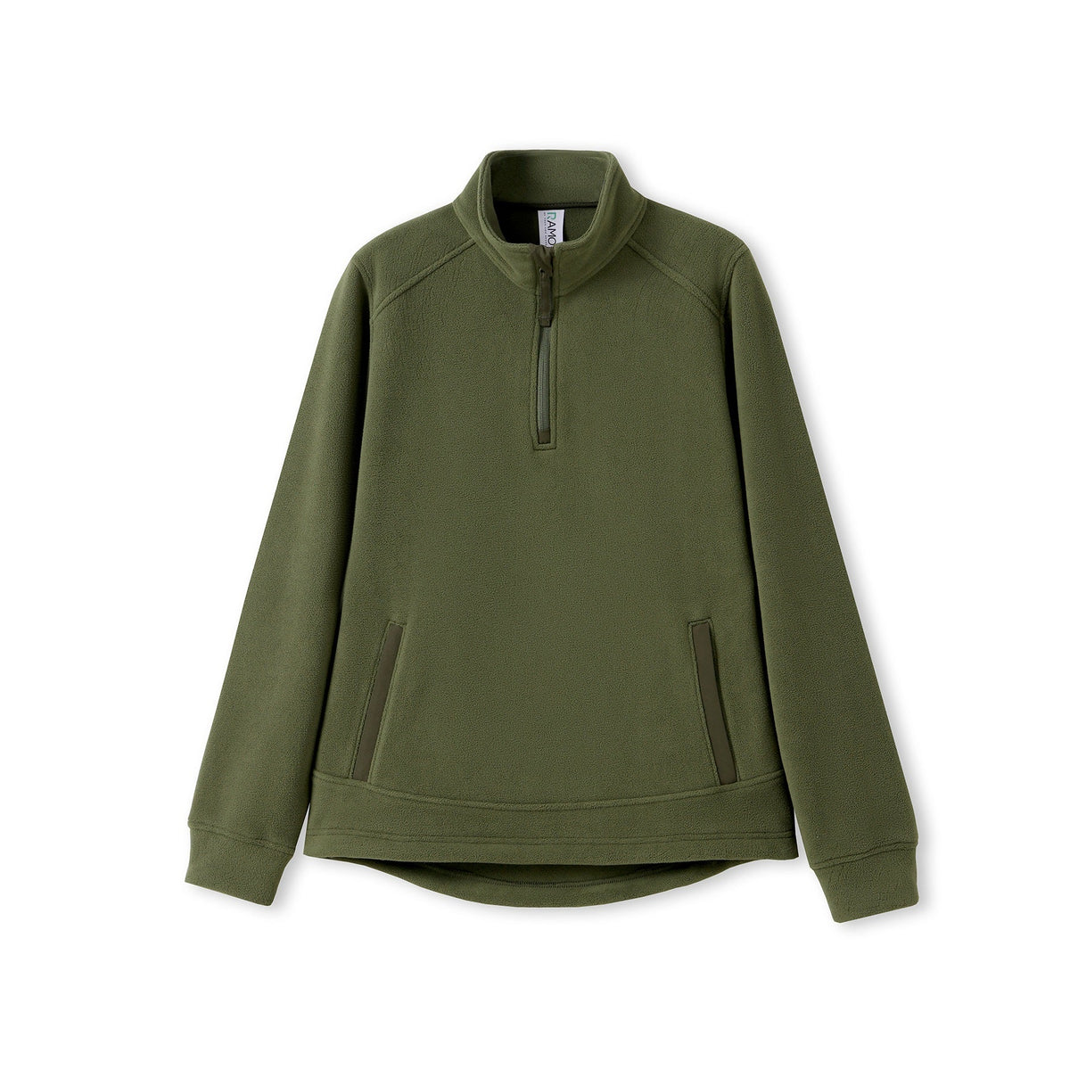 320gsm Women's  Polar Fleece Half Zip Top - Olive - Front