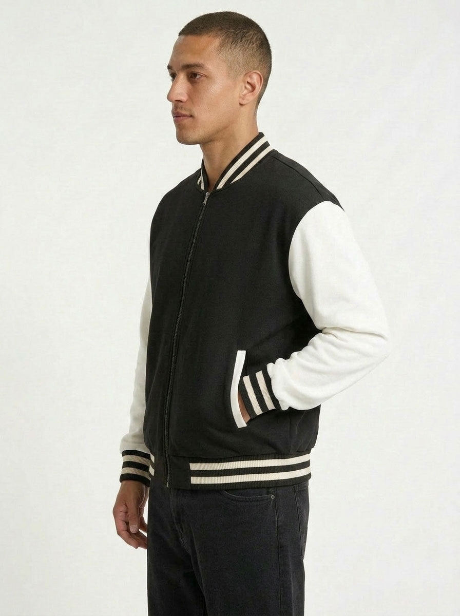 500gsm Men's/Unisex Wool Blend Soft Shell Varsity Jacket - view