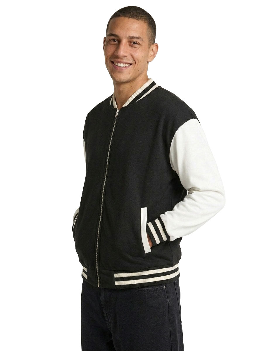 500gsm Men's/Unisex Wool Blend Soft Shell Varsity Jacket - view