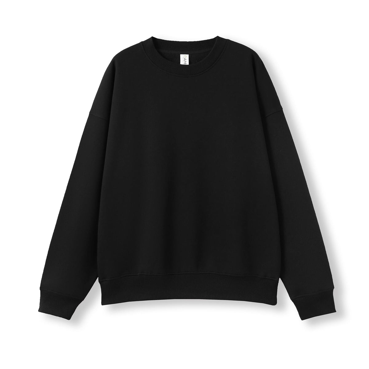 Adult's Easy Fit Oversize Crew Neck Fleece - Black - Front