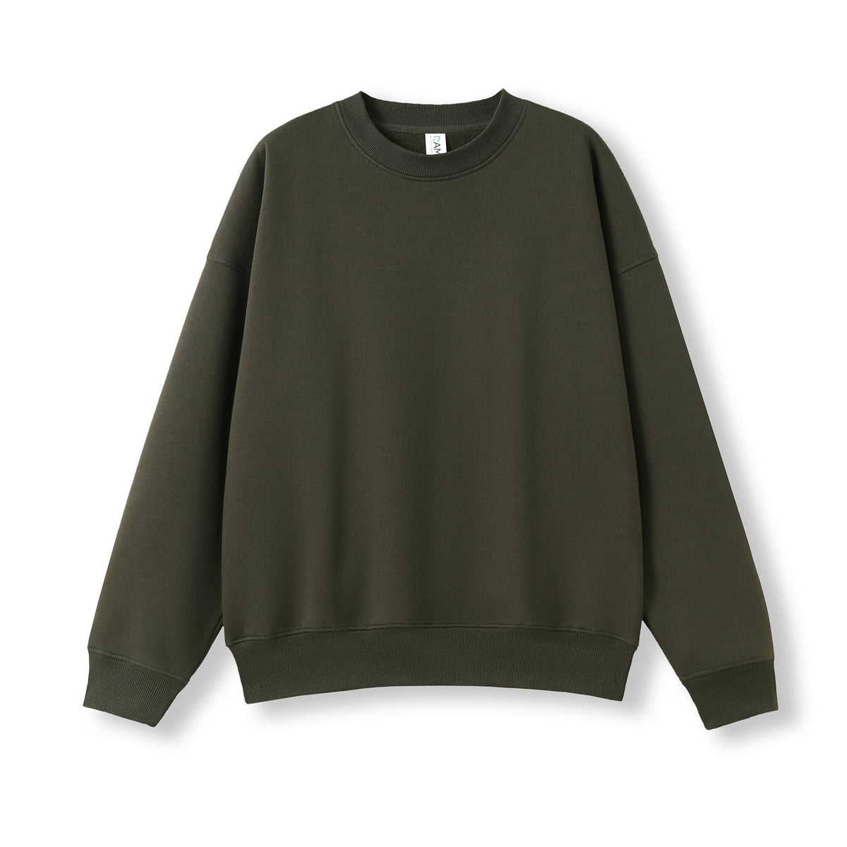 Adult's Easy Fit Oversize Crew Neck Fleece - Military Green - Front