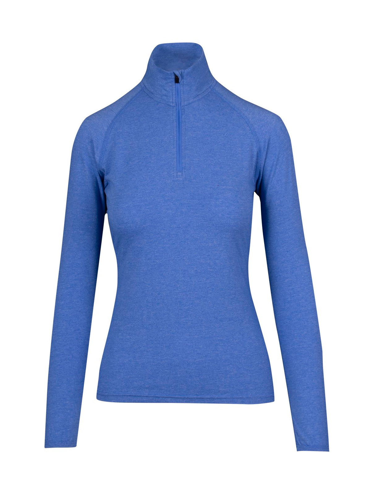 Womens Greatness Half Zip Mock Neck - Royal Heather - Front