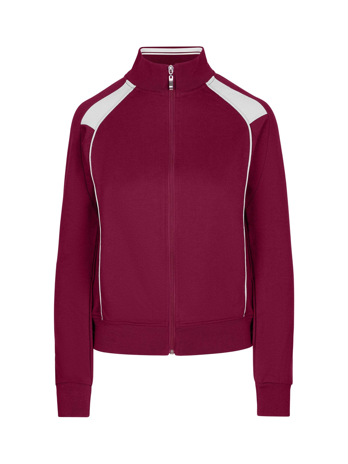 Womens/Juniors Unbrushed Contrast Jacket - Burgundy/White - Front
