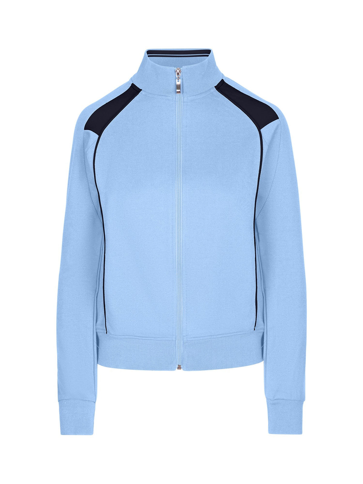 Womens/Juniors Unbrushed Contrast Jacket - Sky Blue/Navy - Front