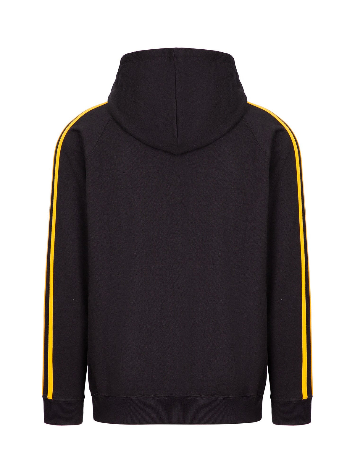 Mens Unbrushed Stripe  Sleeve Hoodie - Black/Gold - Back