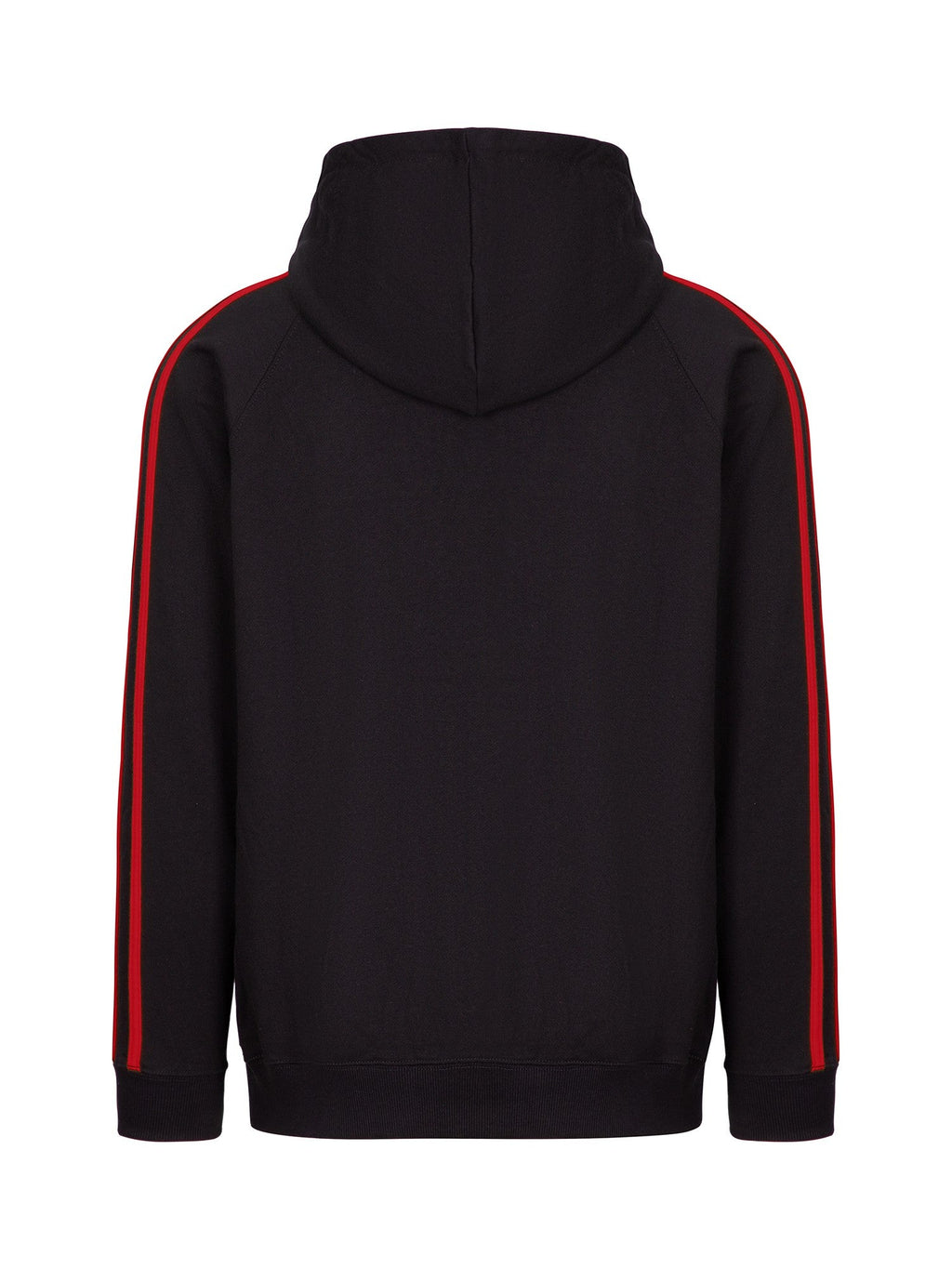 Mens Unbrushed Stripe  Sleeve Hoodie - Black/Red - Back