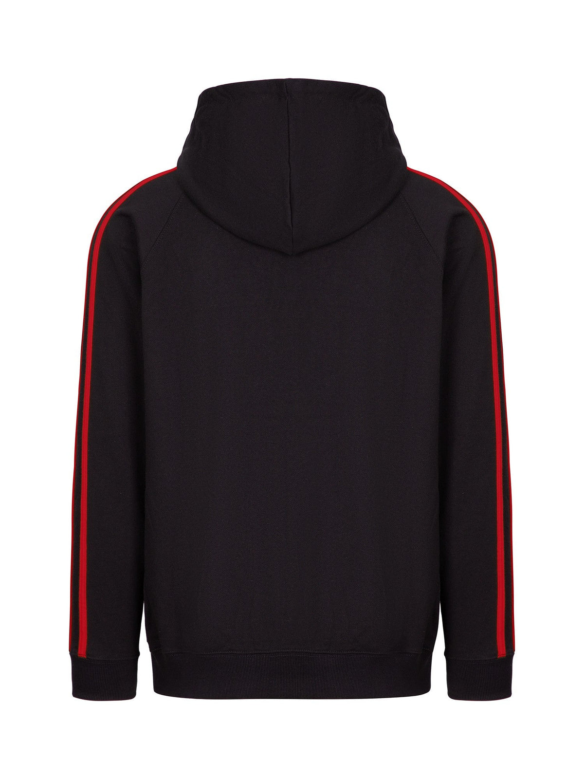 Mens Unbrushed Stripe  Sleeve Hoodie - Black/Red - Back