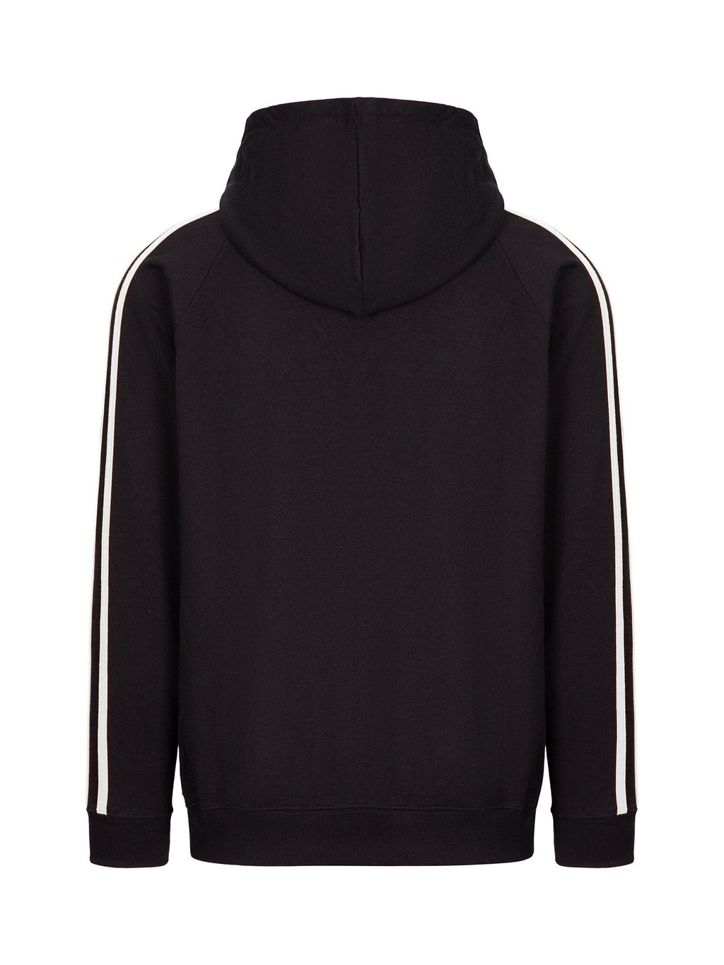 Mens Unbrushed Stripe  Sleeve Hoodie - Black/White - Back
