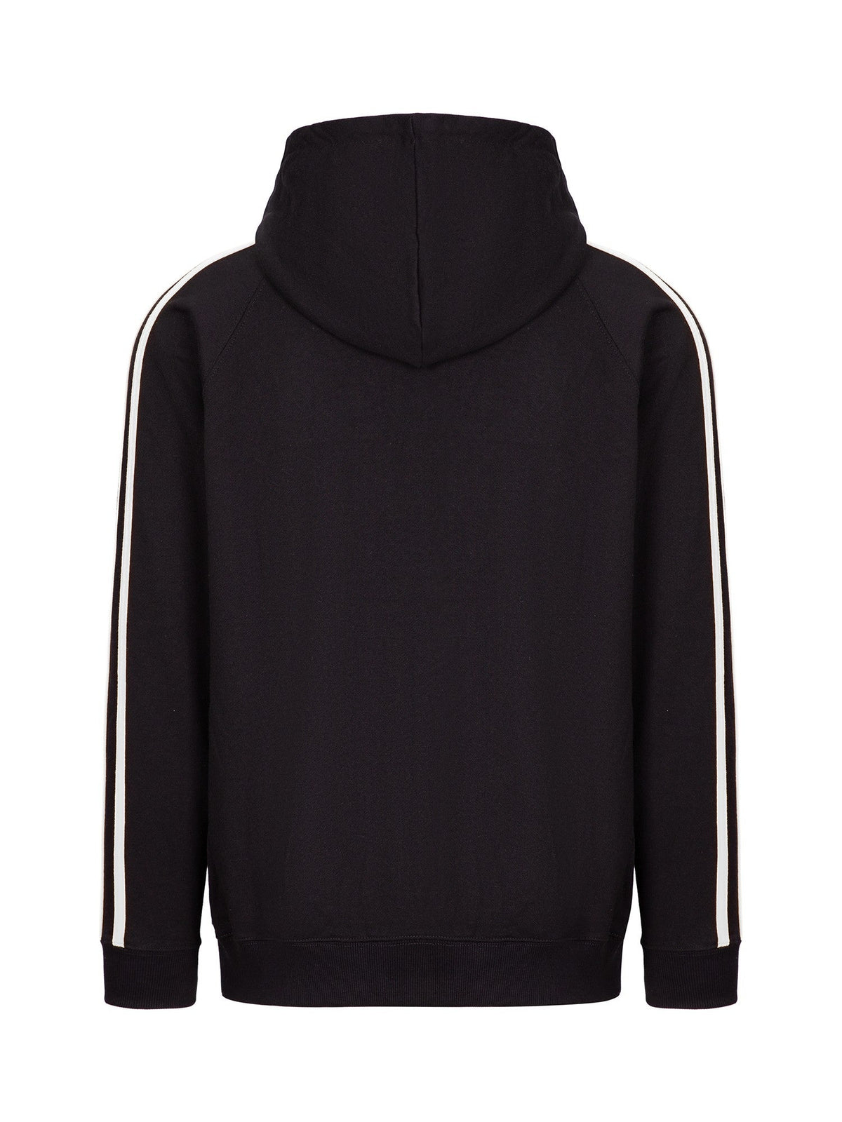 Mens Unbrushed Stripe  Sleeve Hoodie - Black/White - Back