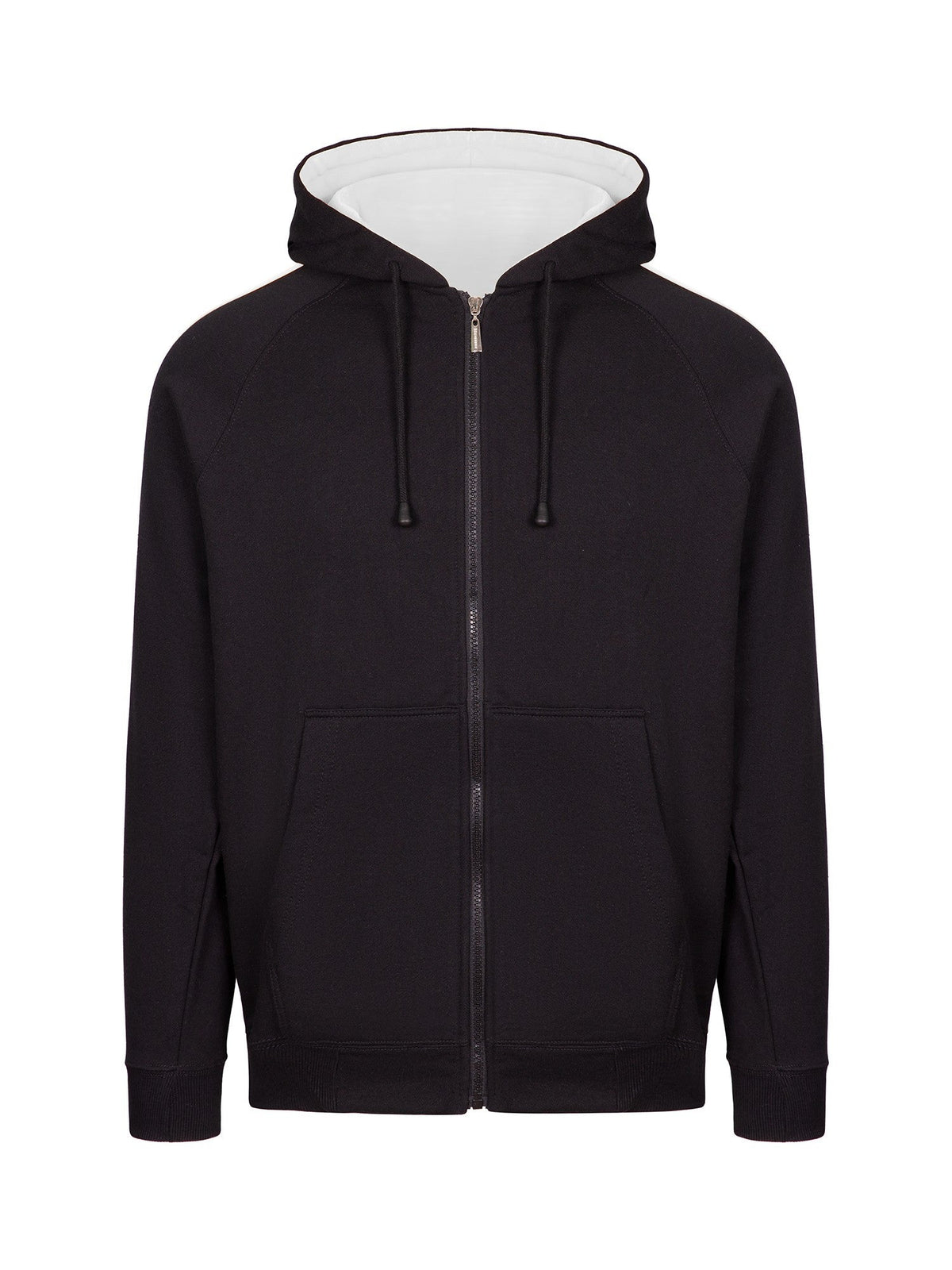 Mens Unbrushed Stripe  Sleeve Hoodie - Black/White - Front