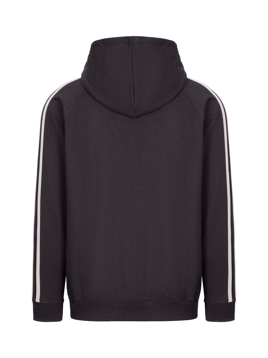 Mens Unbrushed Stripe  Sleeve Hoodie - Charcoal/Grey - Back