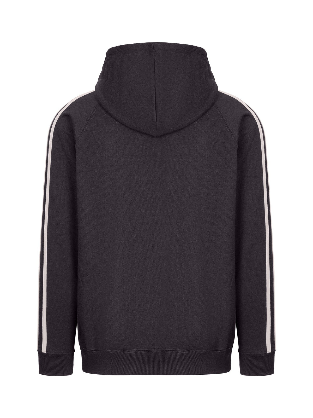 Mens Unbrushed Stripe  Sleeve Hoodie - Charcoal/Grey - Back