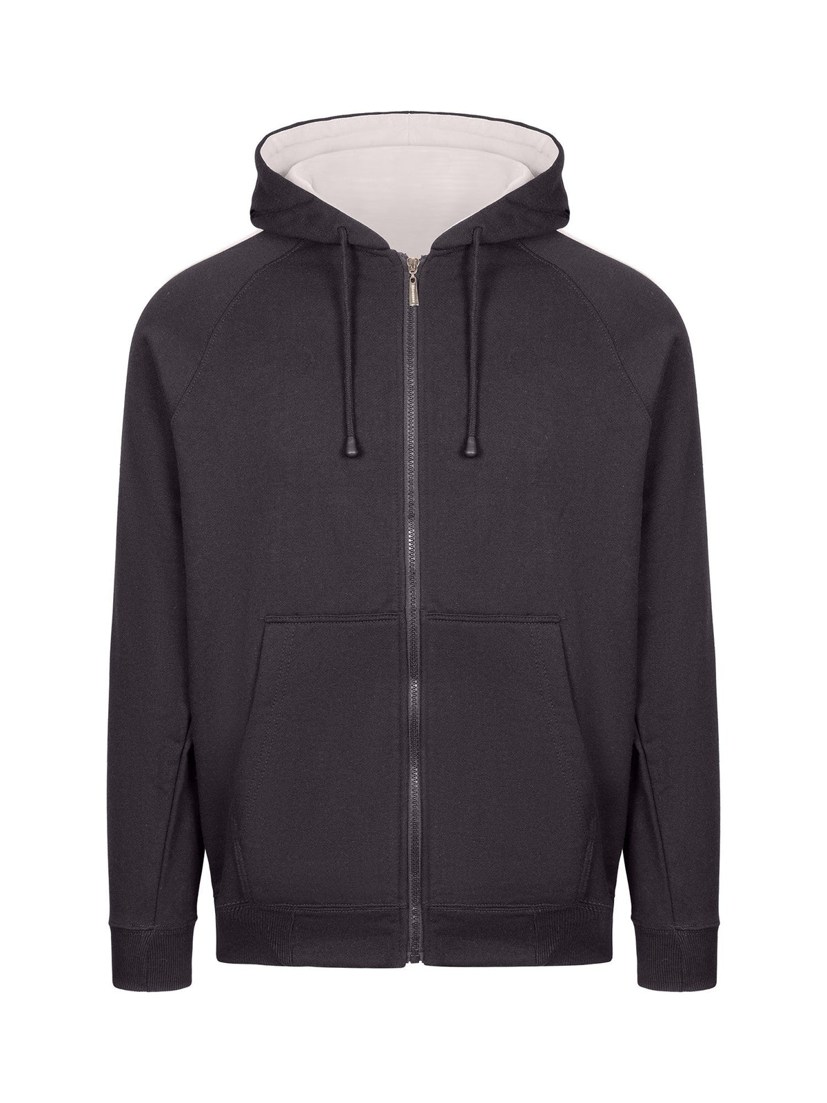 Mens Unbrushed Stripe  Sleeve Hoodie - Charcoal/Grey - Front