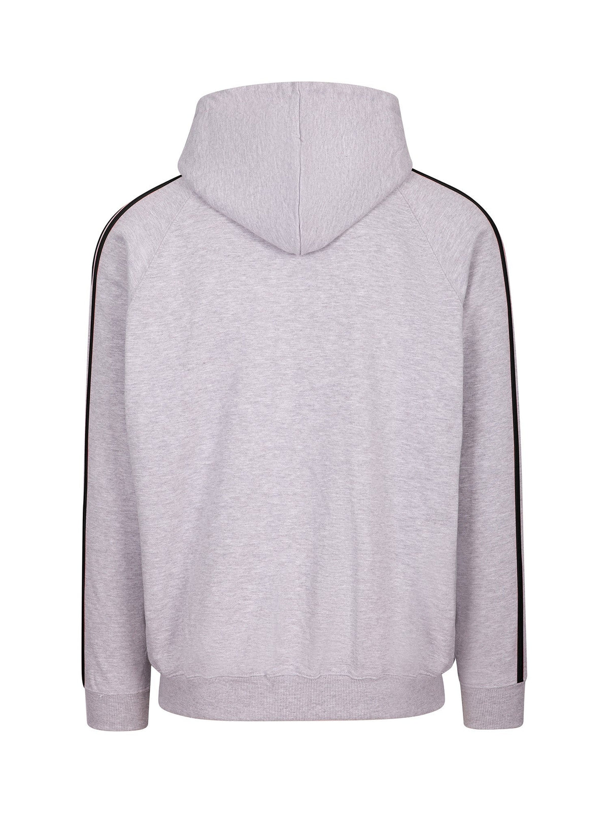 Mens Unbrushed Stripe  Sleeve Hoodie - Grey Marl/Navy - Back