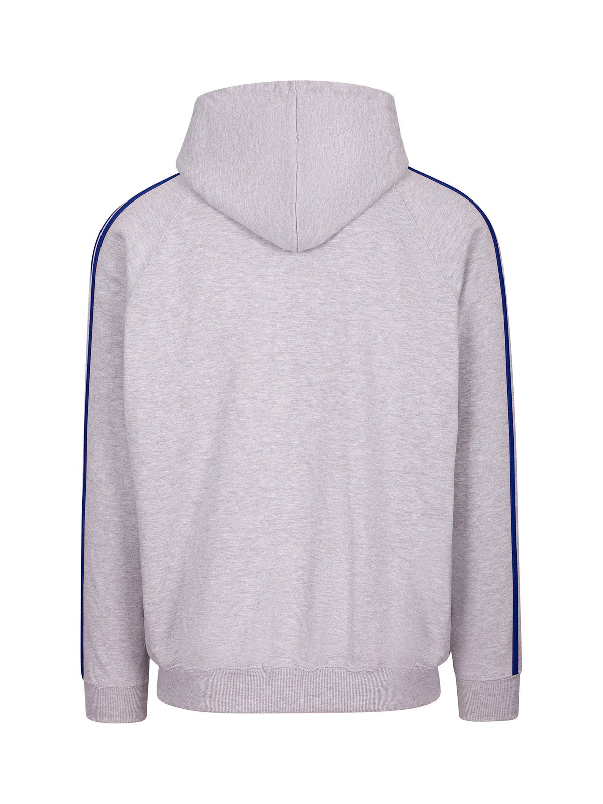 Mens Unbrushed Stripe  Sleeve Hoodie - Grey/Royal - Back
