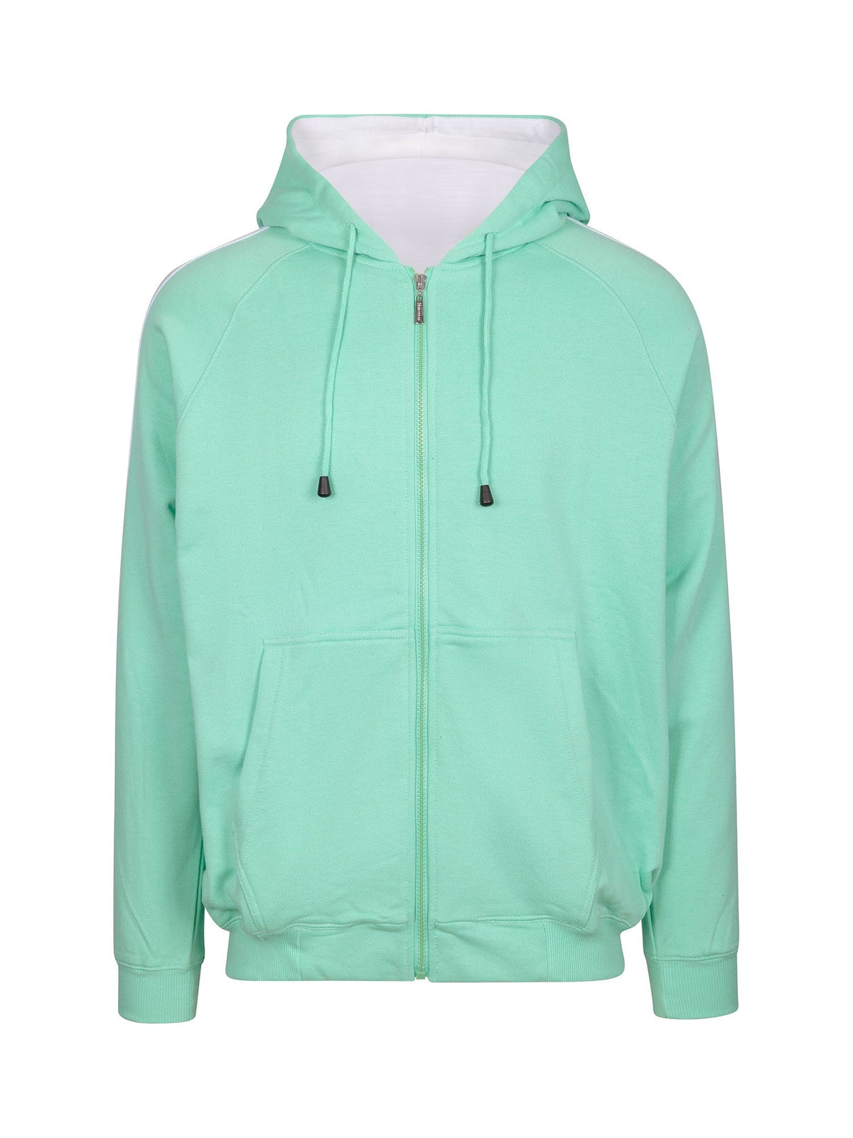 Mens Unbrushed Stripe  Sleeve Hoodie - Fresh Mint/White - Front