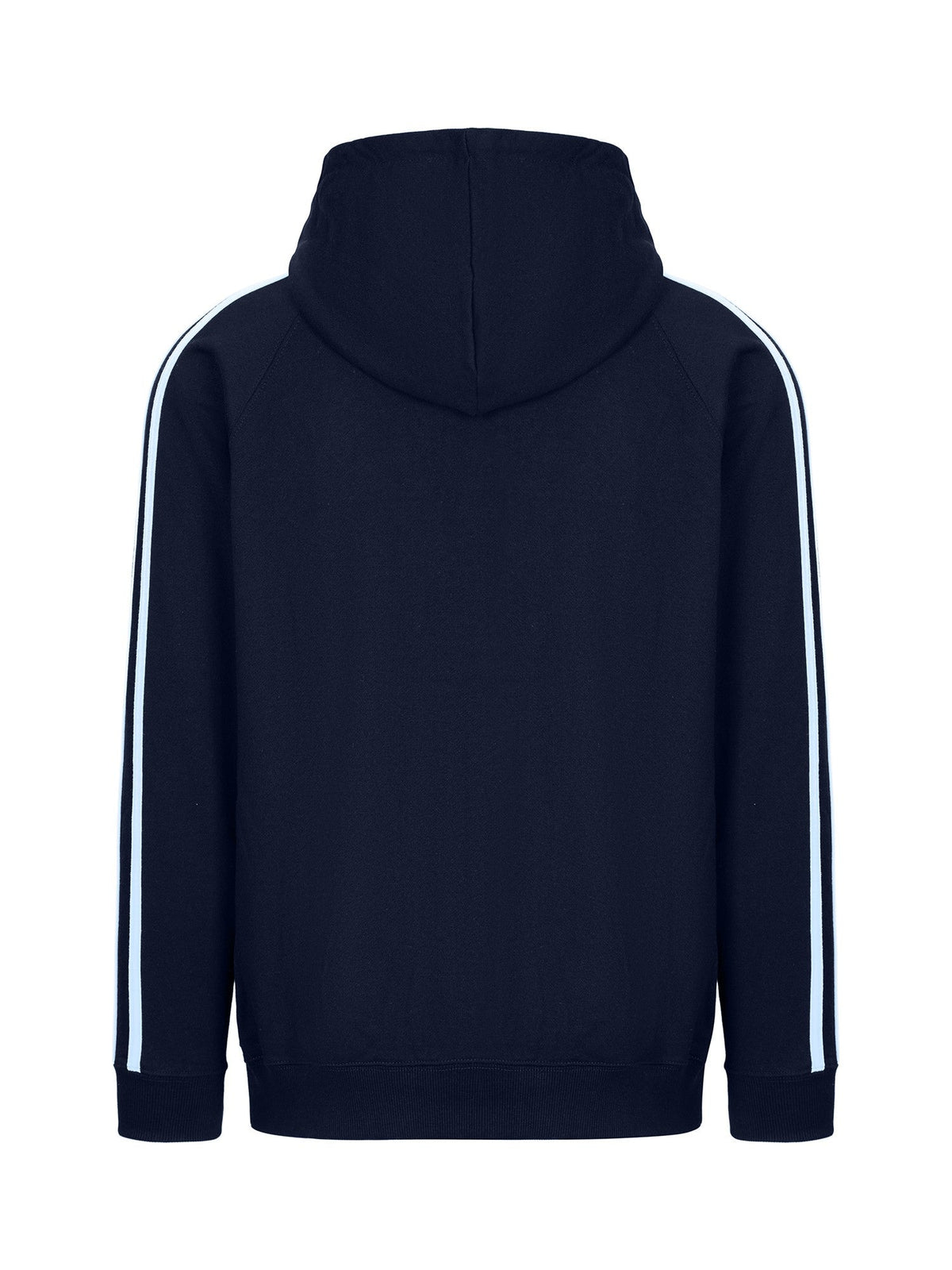 Mens Unbrushed Stripe  Sleeve Hoodie - Navy/Sky Blue - Back