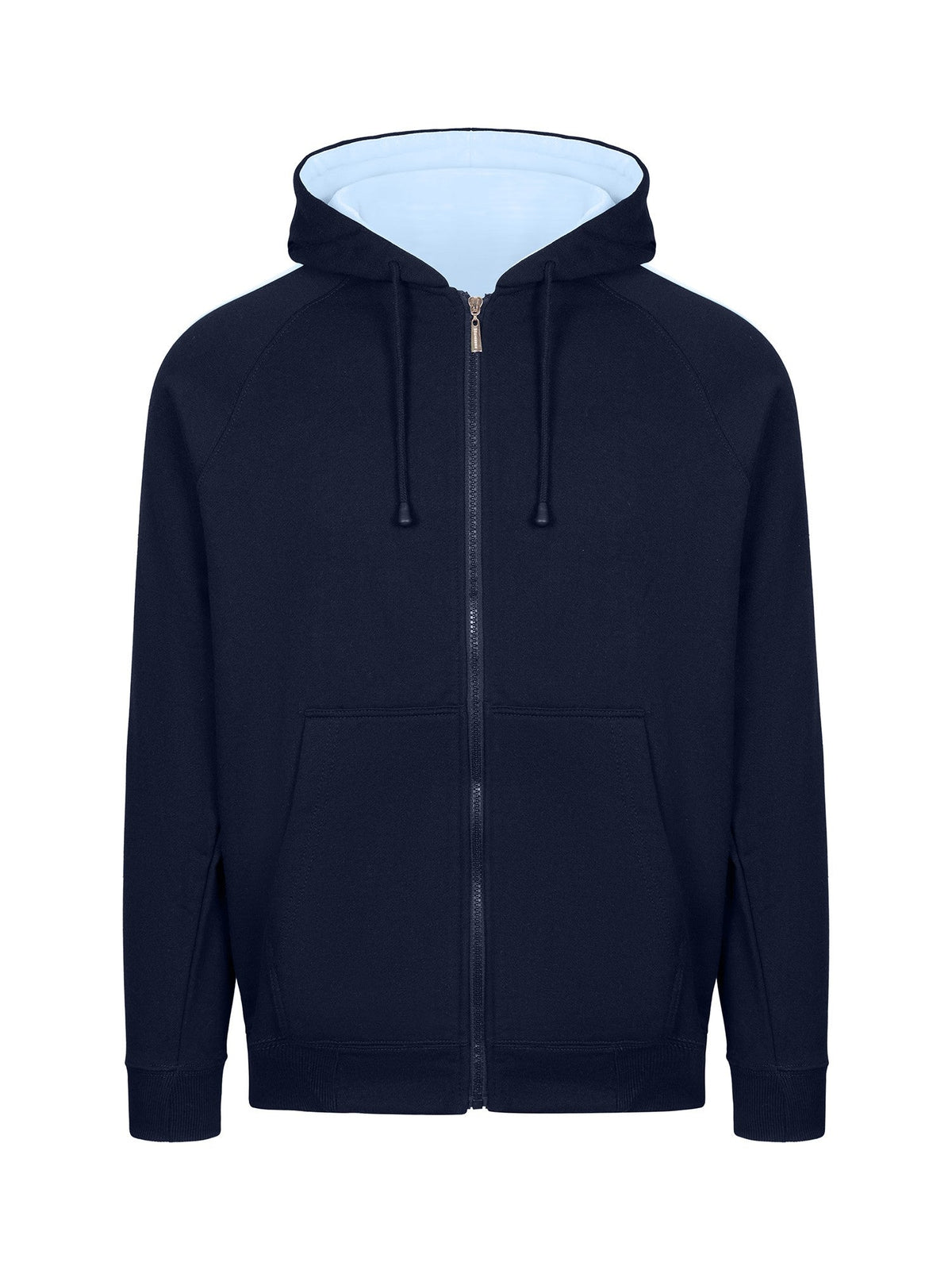 Mens Unbrushed Stripe  Sleeve Hoodie - Navy/Sky Blue - Front