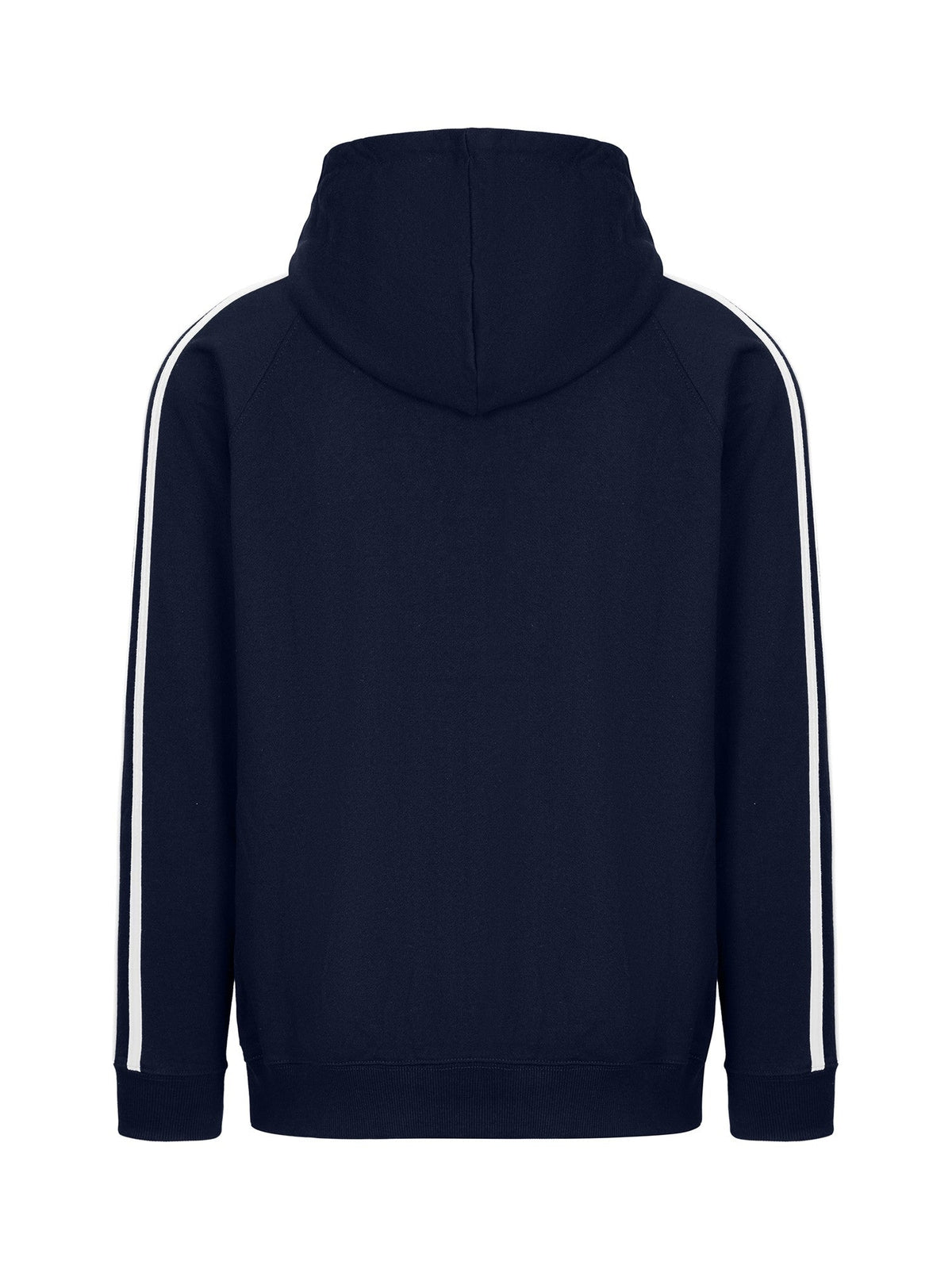 Mens Unbrushed Stripe  Sleeve Hoodie - Navy/White - Back