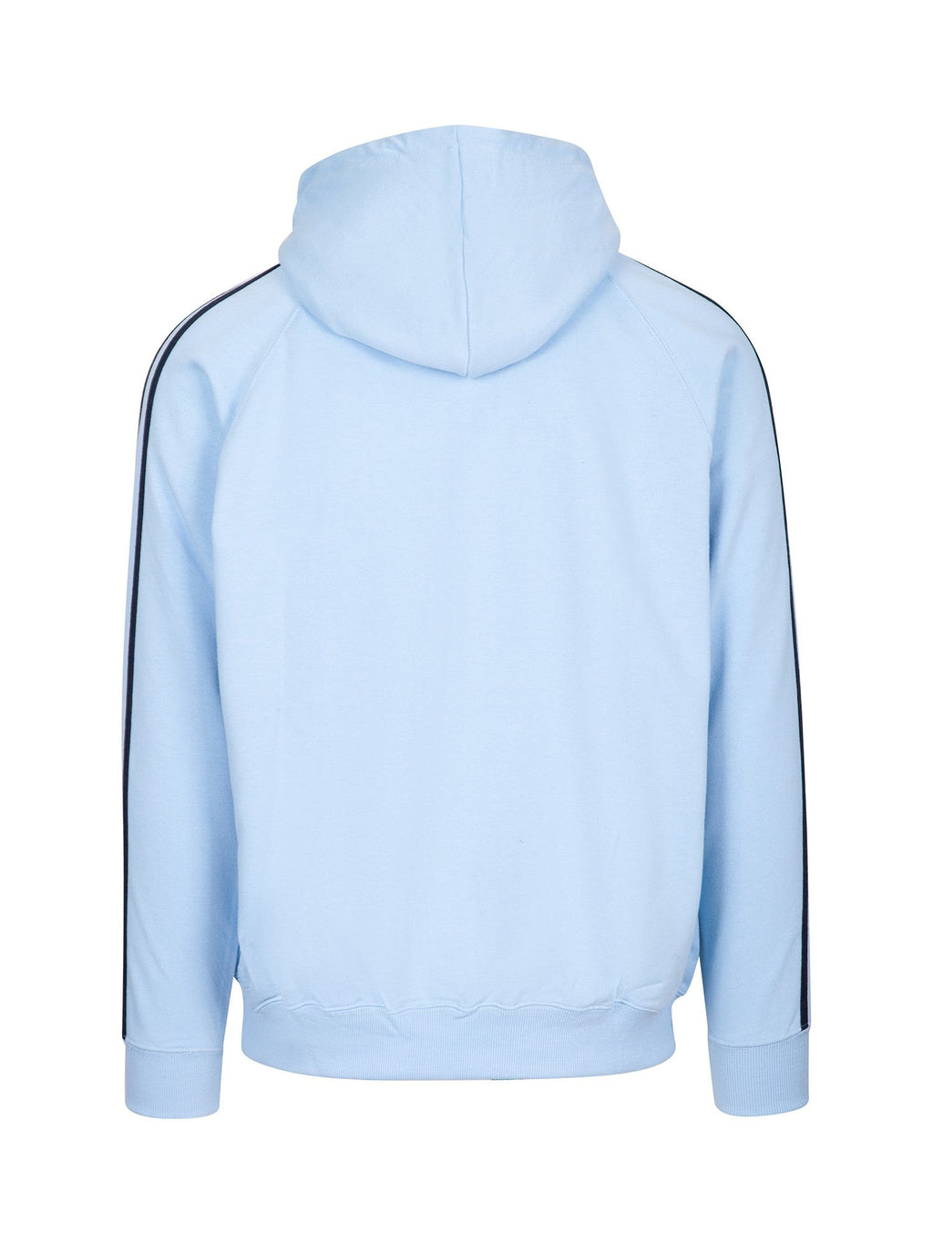 Mens Unbrushed Stripe  Sleeve Hoodie - Sky Blue/Navy - Back