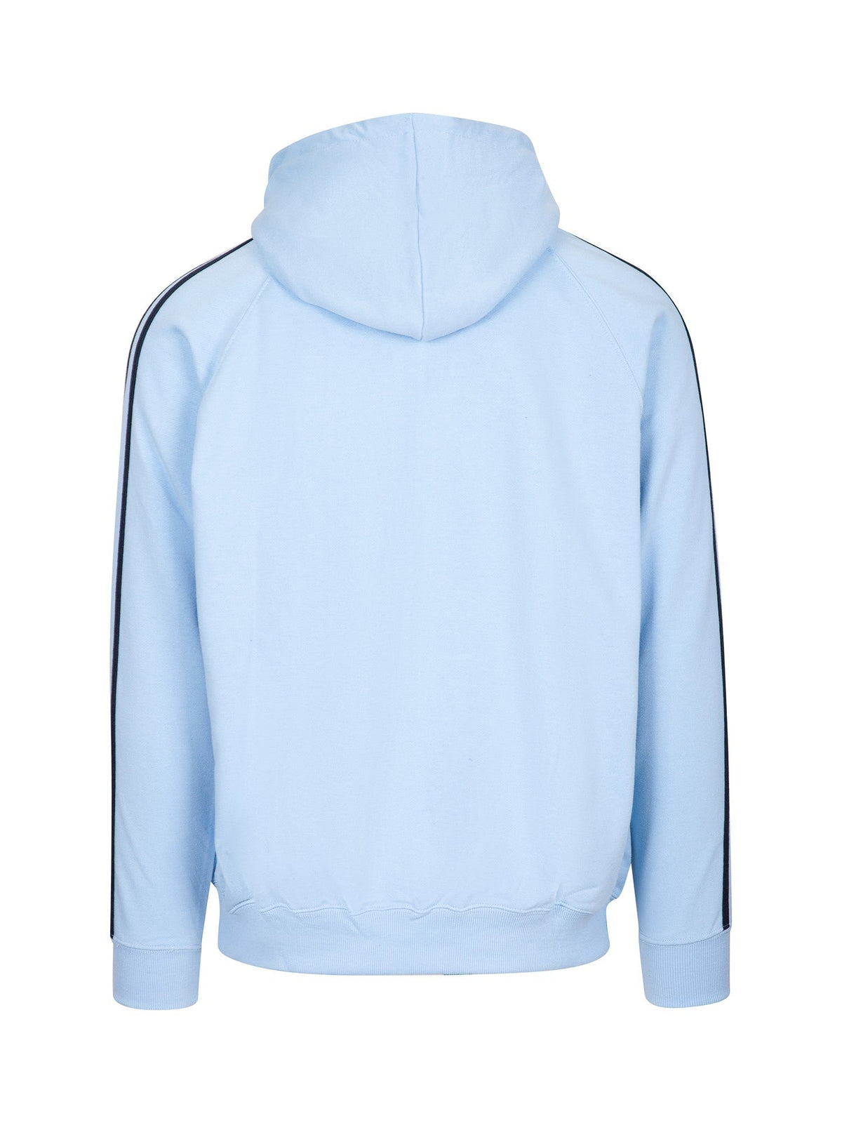 Mens Unbrushed Stripe  Sleeve Hoodie - Sky Blue/Navy - Back