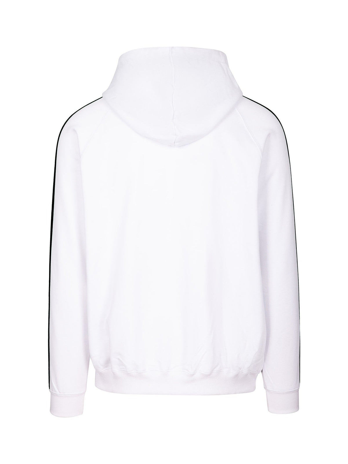 Mens Unbrushed Stripe  Sleeve Hoodie - White/Black - Back