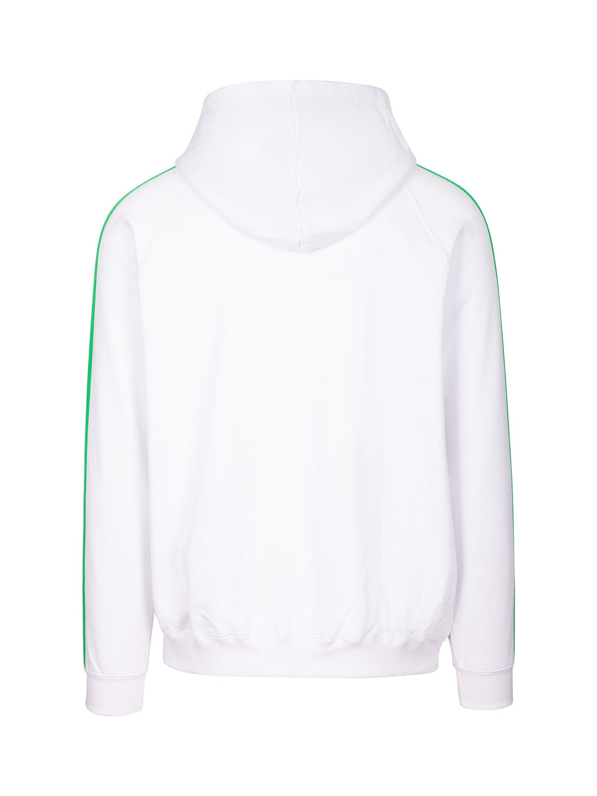 Mens Unbrushed Stripe  Sleeve Hoodie - White/Emerald Green - Back