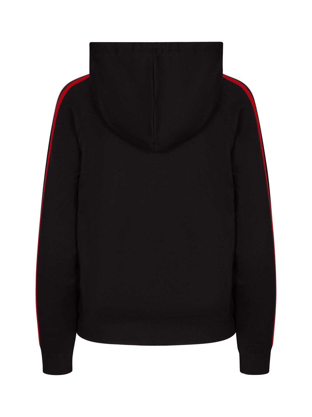 Womens/Junior stripe sleeves Hoodies - Black/Red - Back