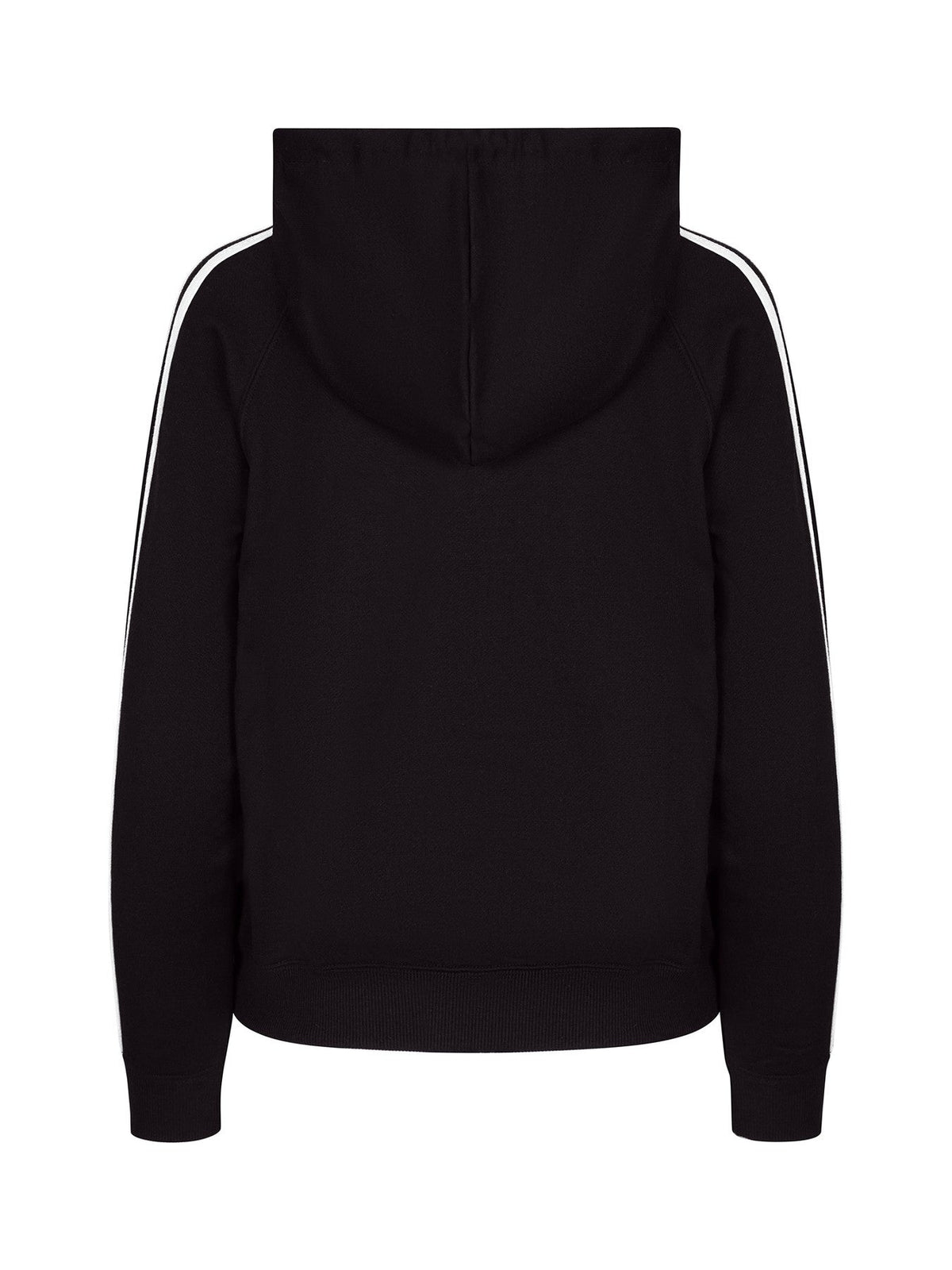 Womens/Junior stripe sleeves Hoodies - Black/White - Back
