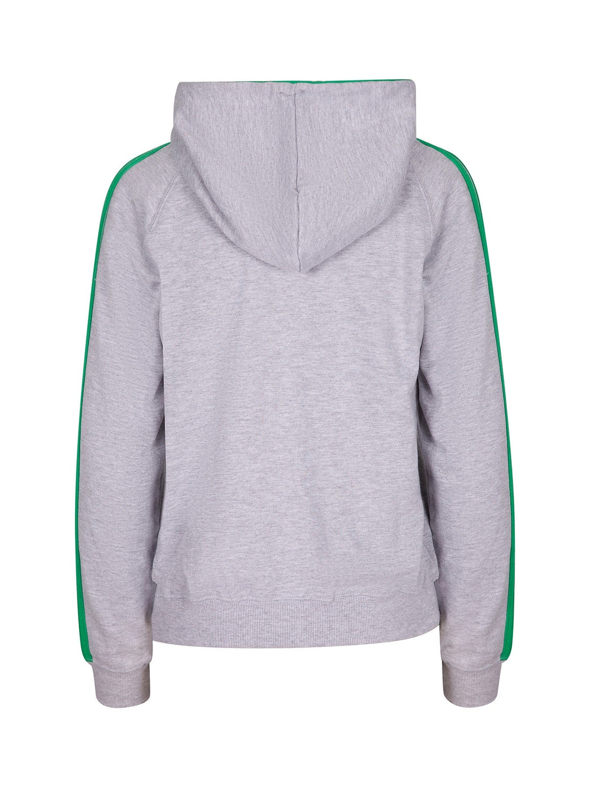 Womens/Junior stripe sleeves Hoodies - Grey Marl/Kelly Green - Back